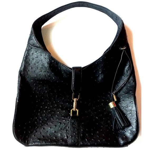 GILI Handbags - GILI Pebbled Leather Black Hobo Bag with Tassel